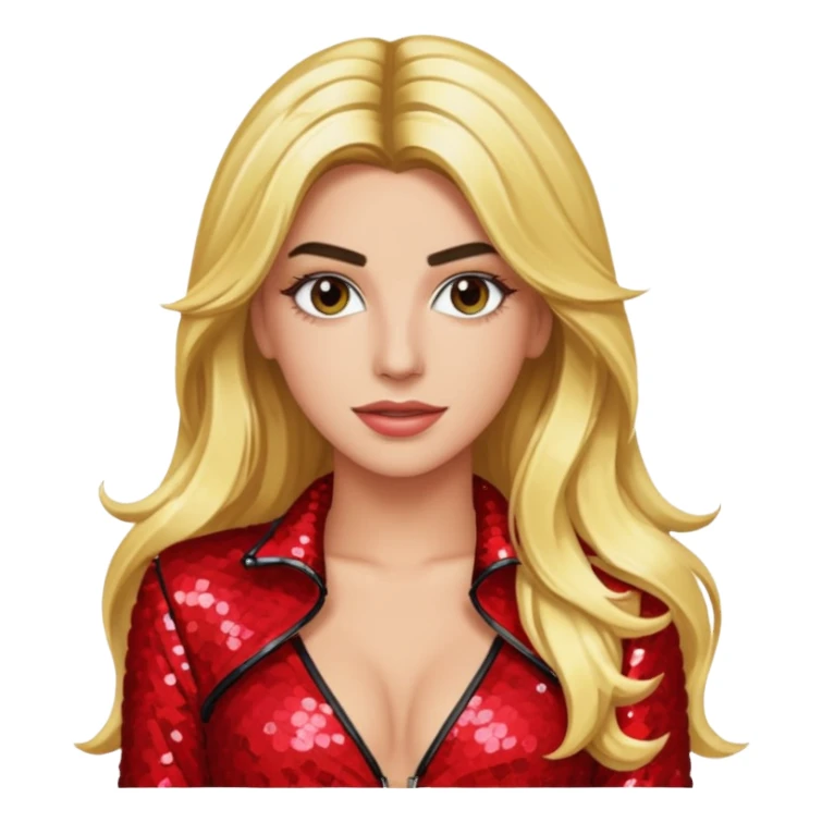 Lele Pons with long blonde hair, red sequin outfit sticker
