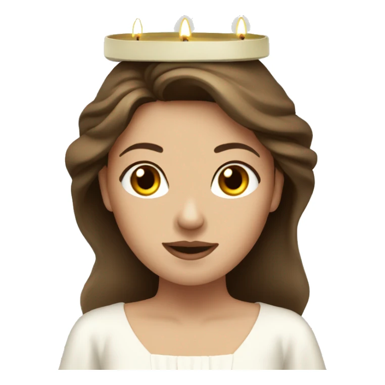 brown haired women with white gown and candle olive crown sticker
