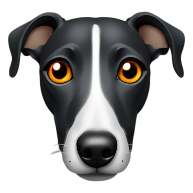 black whippet’s head with orange eyes sticker