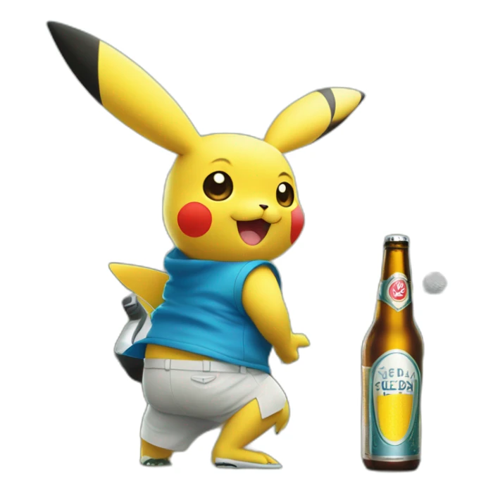 Pikachu qui joue au golf avec une bière à la main sticker