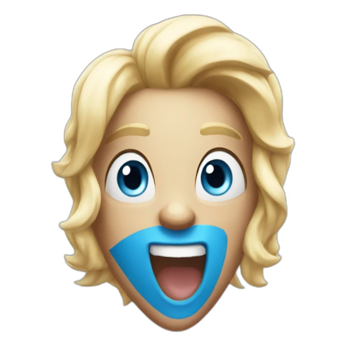 A blue diamond character with a funny face near the finish line sticker