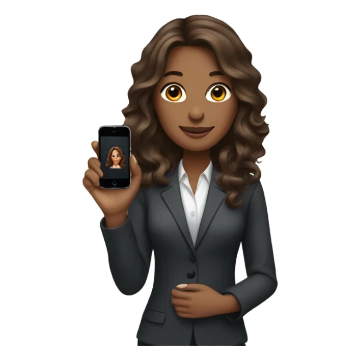 business woman with long wavy brown hair on the iphone sticker