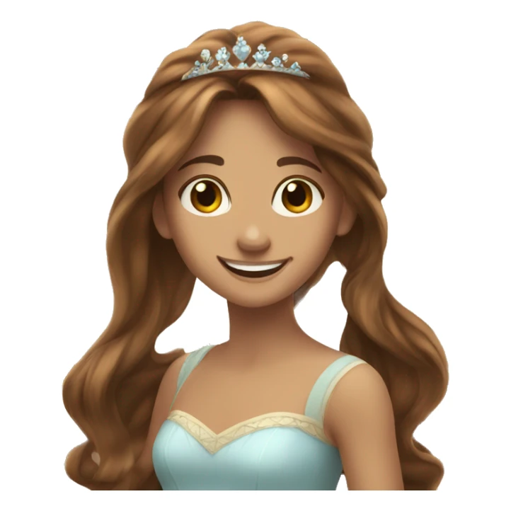 Smiling long brown hair girl princess sticker