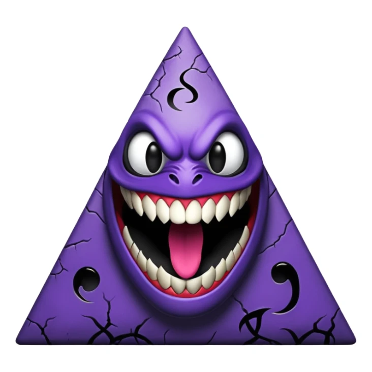 pyramide noir avec sourire de venom et des taches violettes en arriere plan sticker