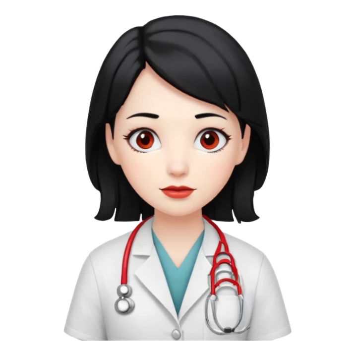 doctor with black hair and red hairclips  sticker