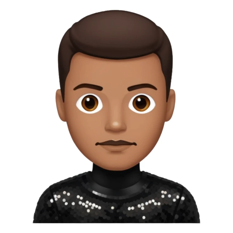 Christopher Williams, R&B Singer with dark brown hair, black sequin outfit sticker