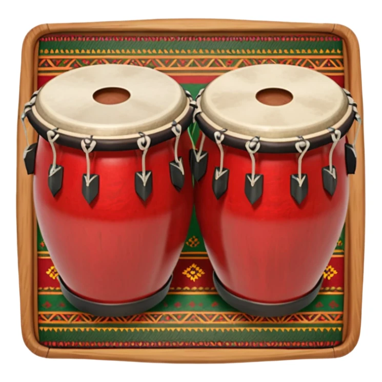 A traditional Pashto tabla (dobrai) placed on a woven mat, with cultural Pashtun patterns in the background. The tabla is wooden with leather drumheads, and vibrant traditional colors like red, green, and gold. Ethnic, folk music theme. sticker