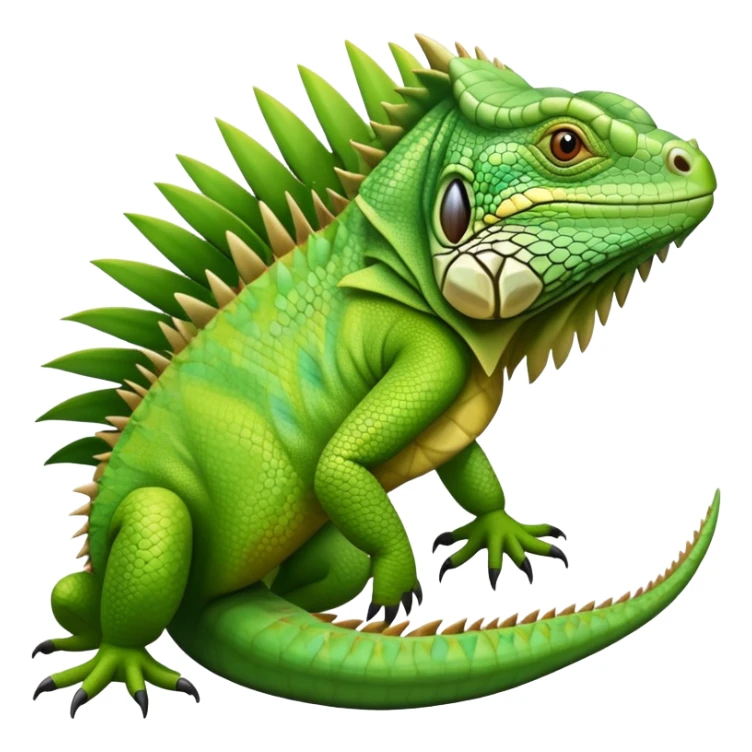 A green iguana with scales, spikes on its back, and a long tail sticker