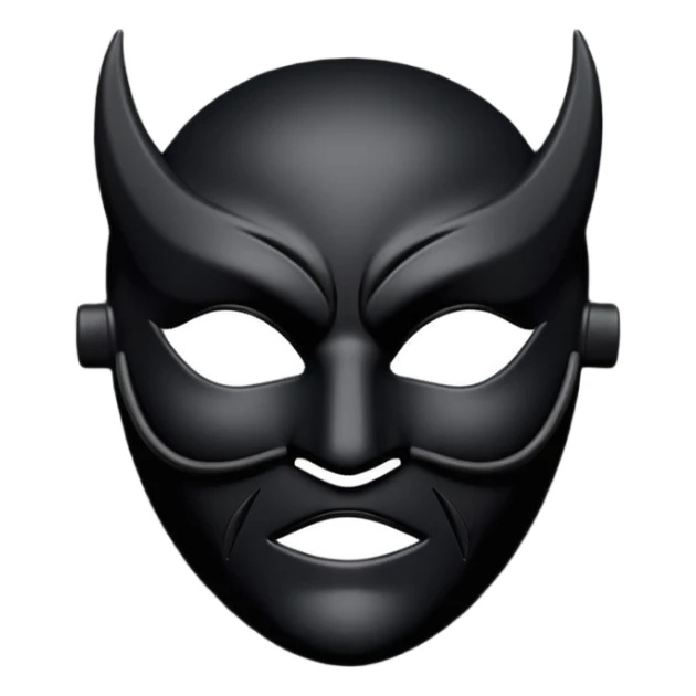 Minimal emoji, gothic mask forged from matte black leather, emotionless expression, smooth heavy surface, subtle leather texture, deep shadows, no glow, no neon, flat emoji style, centered sticker