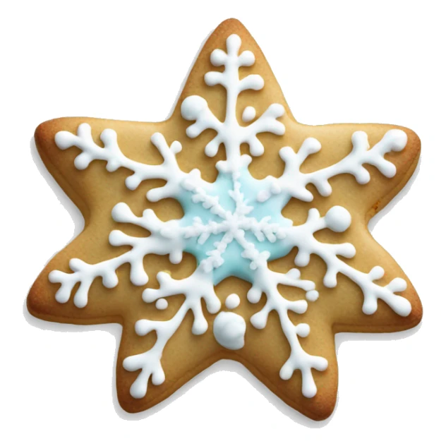 Create a smiley Christmas cookie in the shape of a star or snowflake. The cookies are decorated with white icing and sprinkled with colored sugar. It should look appetizing and festive sticker