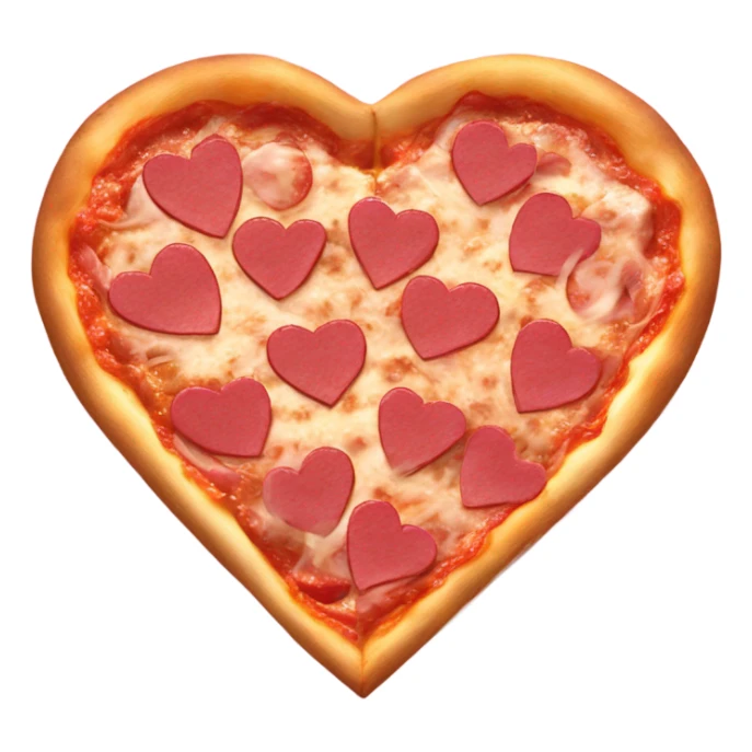 Realistic heart shaped pizza sitting flat in a open pink pizza box. sticker