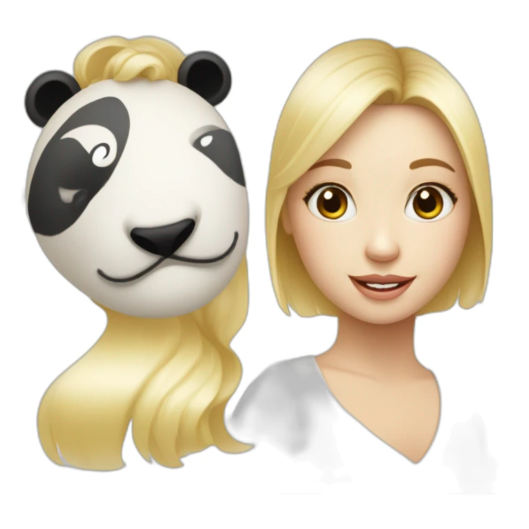 Een blond kind met een licht gele truiRed panda face sticker
