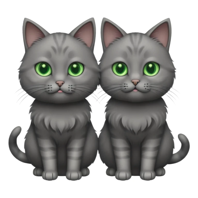 two grey cats in a heart green eyes sticker