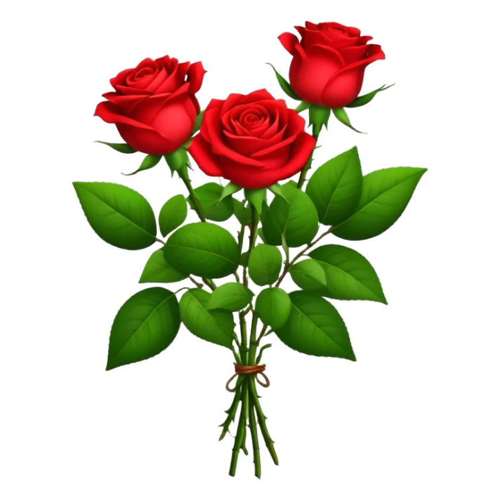 bouquet Bright Red Tea Rose, luxuriant, leaf, bud sticker