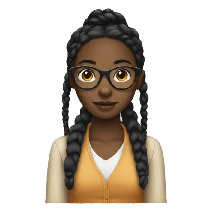 A black girl with clear glasses and black braids sticker