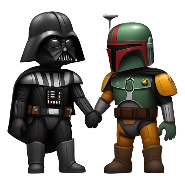 Darth vader and boba fett holding hands sticker
