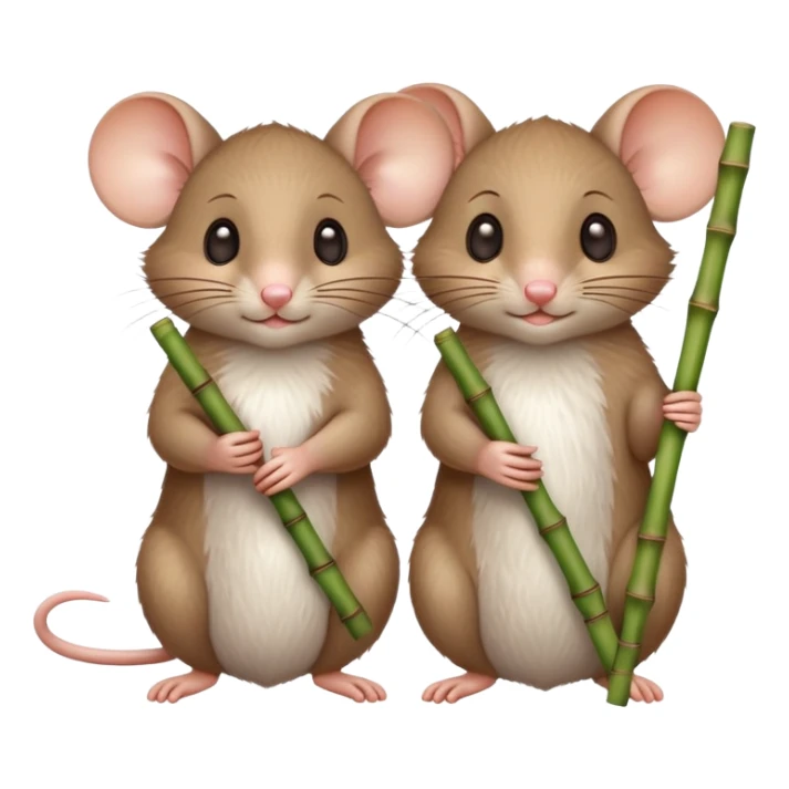 cute mice holding bamboo sticks sticker