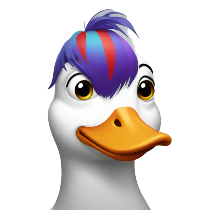 Goose wearing clown hair sticker