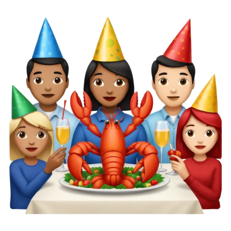 200 people eating lobster at a family party sticker