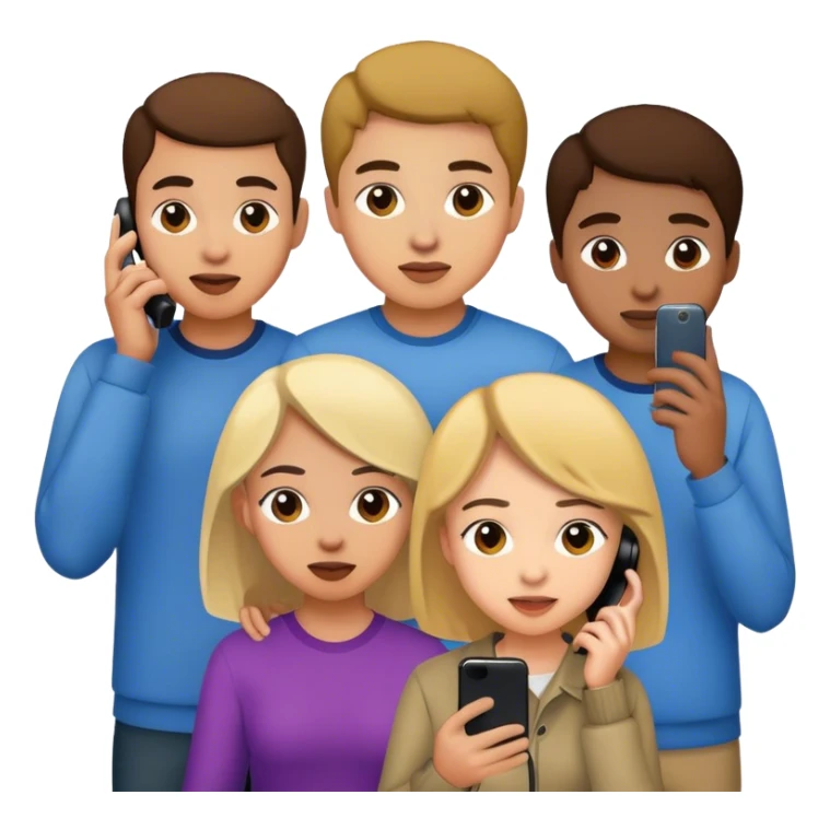 young group and all on the phone sticker