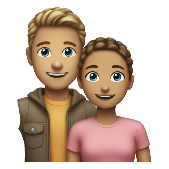 smiling girl with boy outdoors blue eyes sticker