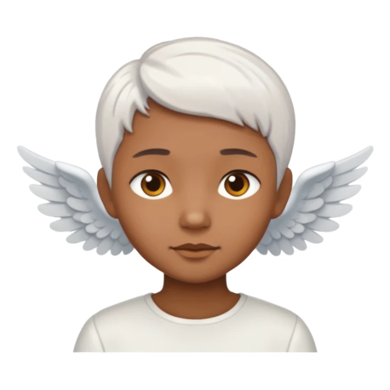 angel with brown skin, short white hair sticker