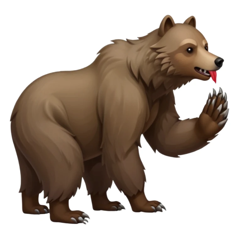 Grizzly bear with a wolf’s tail, fluffy neck fur, and long downward pointing tusks sticker