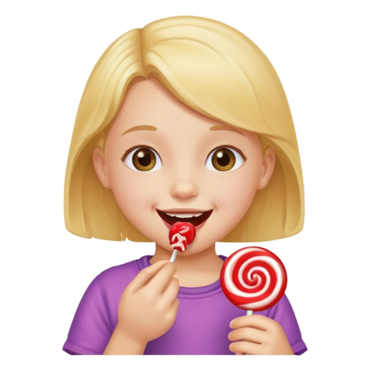 little girl eating candy sticker