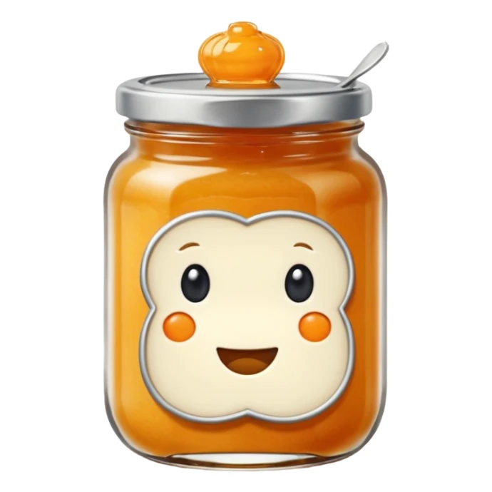 Hermès-style bread and orange jam jar, classic French breakfast, cute emoji style sticker