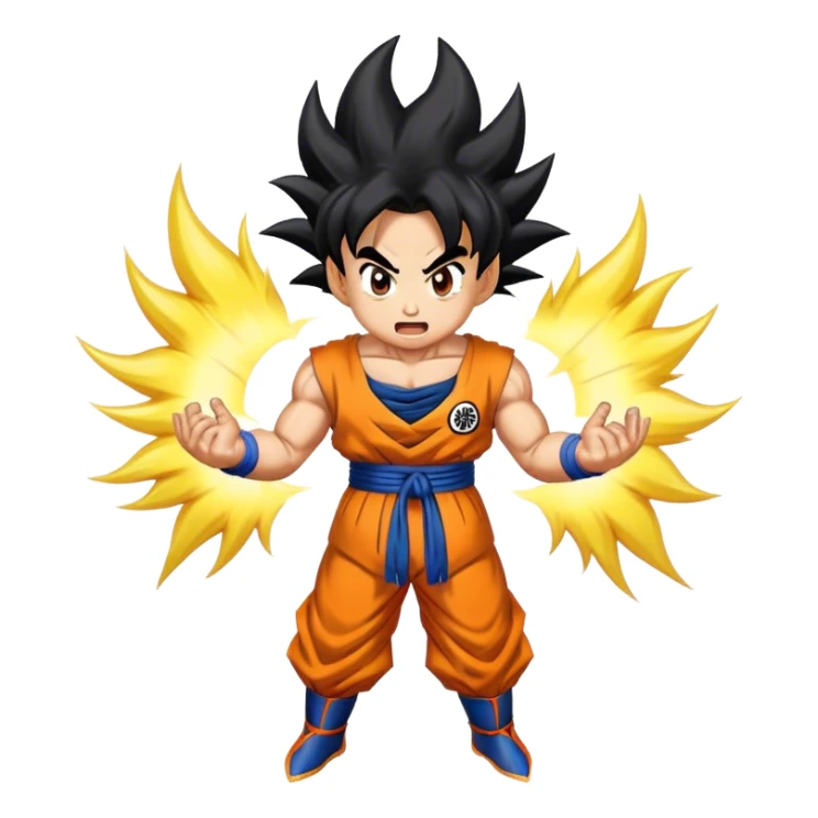 A Goku Emoji Going Super Saiyan with an aura around him sticker