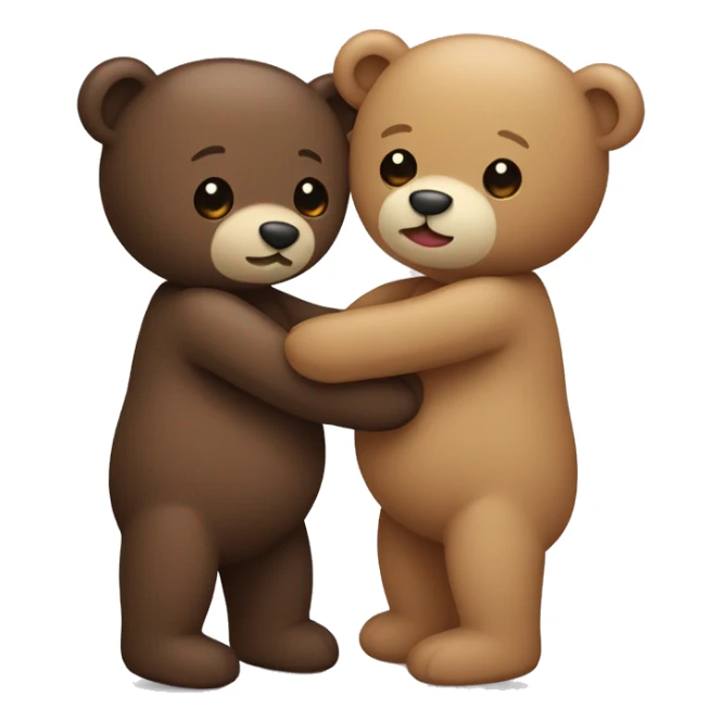 Two teddy bears, one is dark brown, the other is light brown, hugging each other  sticker