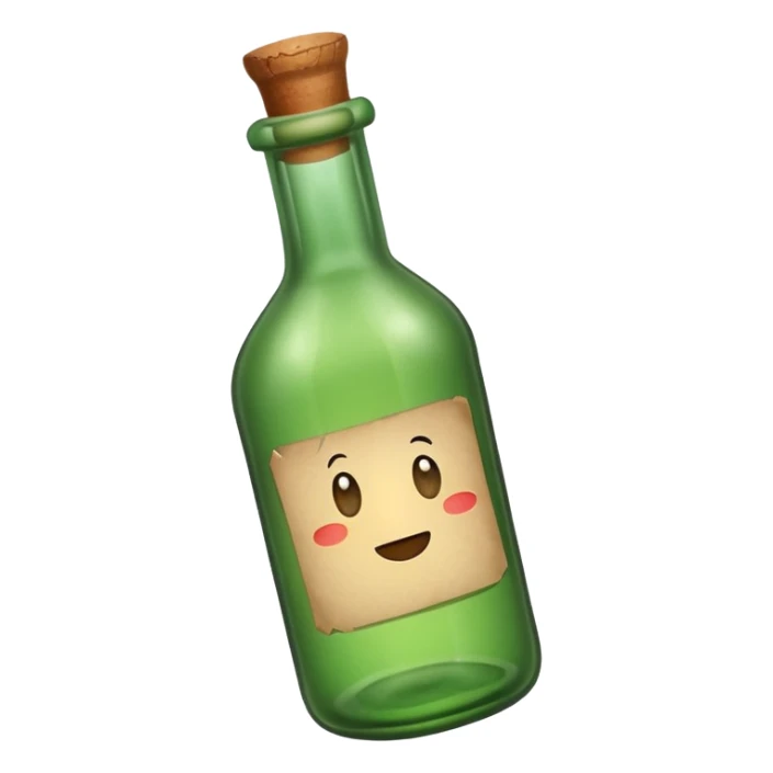 green old  glass bottle with a rolled  paper message inside like in movie  sticker