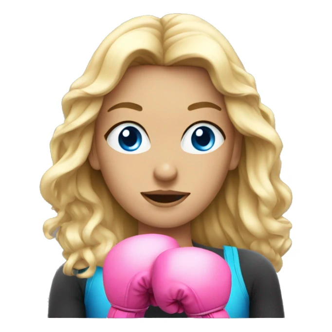 blonde girl with pink boxing gloves blue eyes sticker