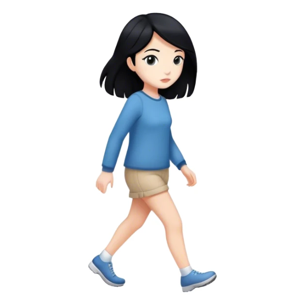 White girl with black hair walking alone  sticker