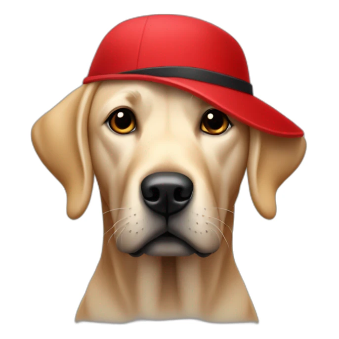 Labrador couleur noir avec un bandeau et un bonnet rouge sticker