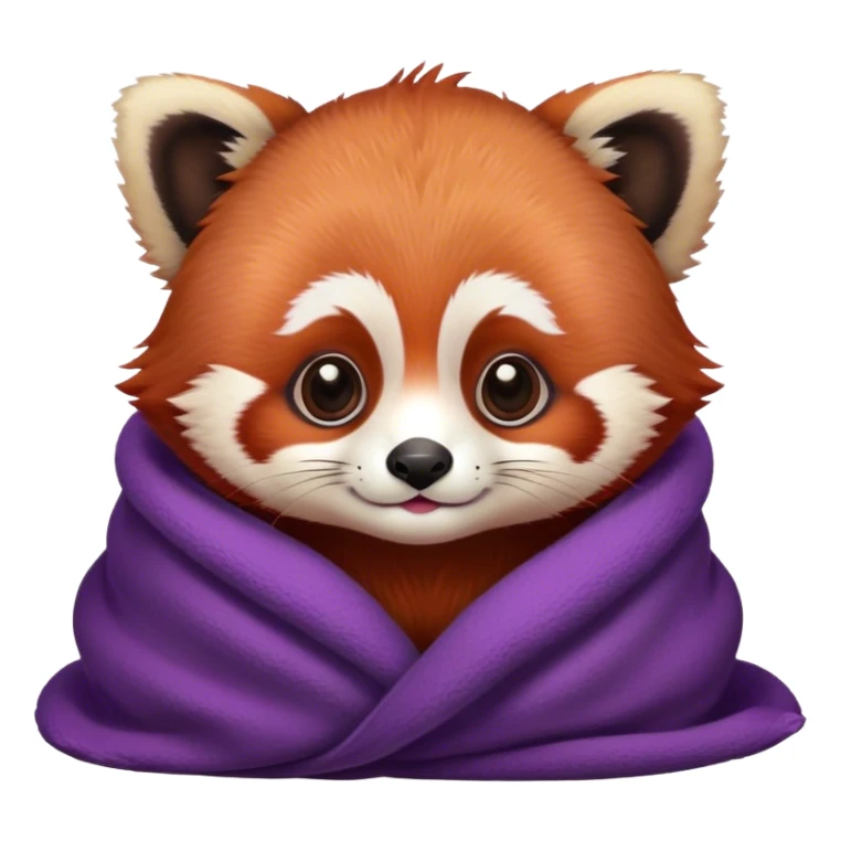 baby red panda cozy in a purple blanket sticker