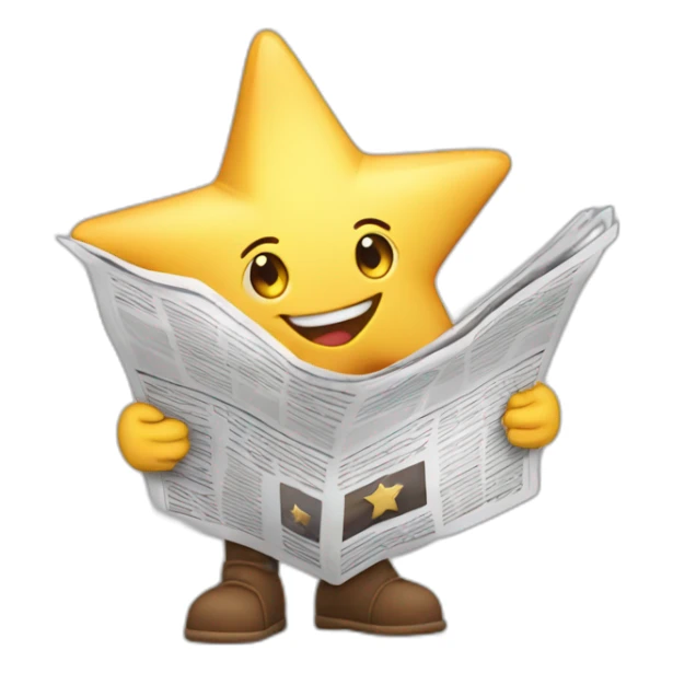 Star cartoon character holding a newspaper  sticker