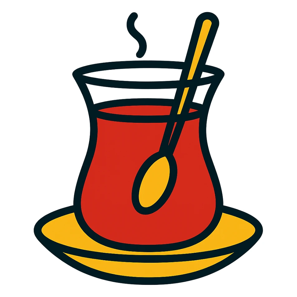 Make the tea in the glass a deeper, more vibrant red while keeping the rest of the icon unchanged sticker