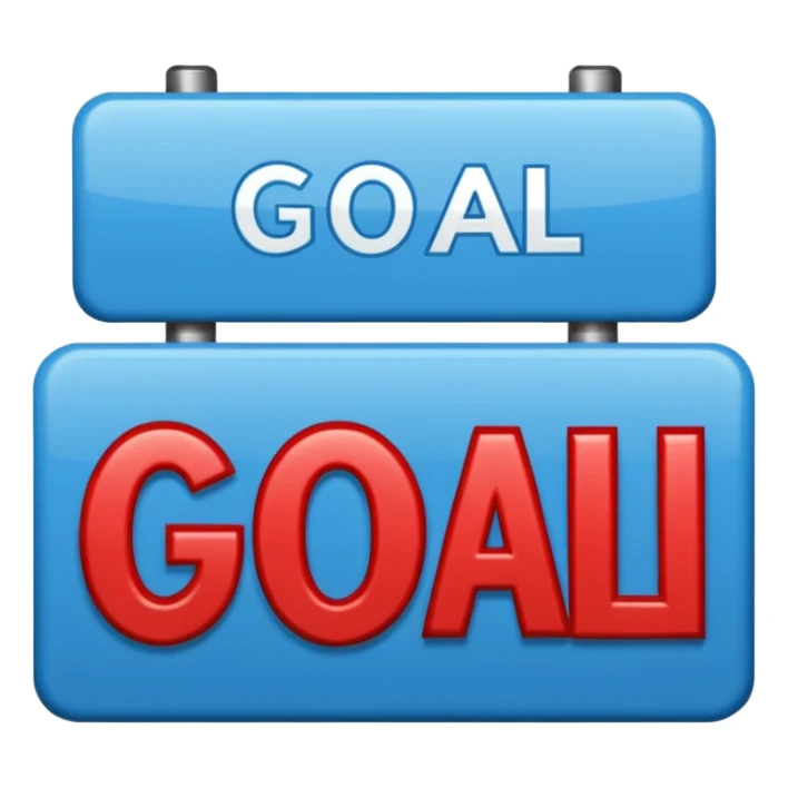 Word “Goal” sign comic style blue (#00A3E0) and red (#F9423A)  sticker