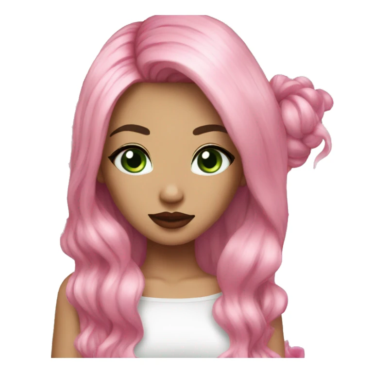 Pink and black hair, green eyes, red lips  sticker