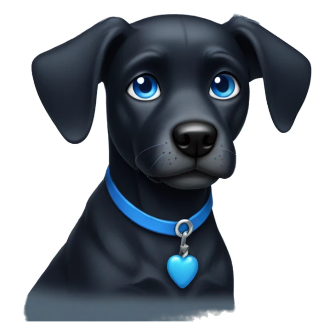 Black dog with blue eyes tall standing ears v shape face and short fur sticker