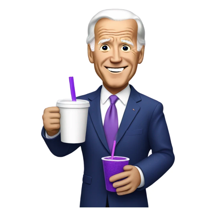 biden with purple drink in white cup sticker