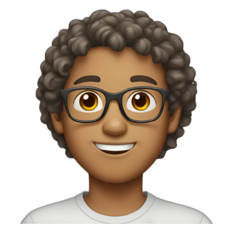 boy with a bit curly brown hair with gray glasses sticker