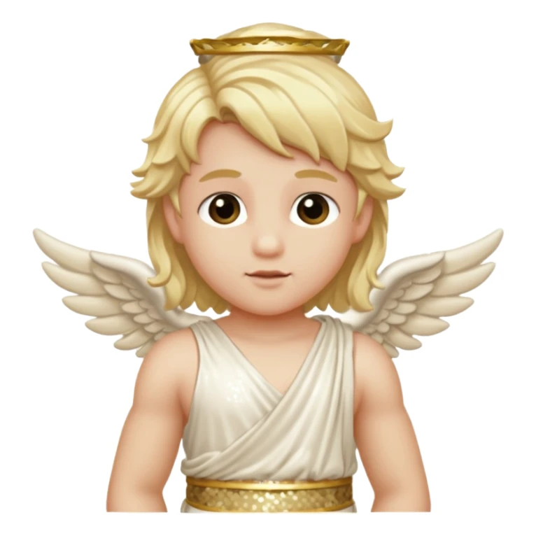 Cupid from Roman Deities with long blonde hair, cream sequin toga sticker