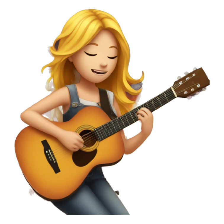 Girl playing the acoustic guitar with fire coming out sticker