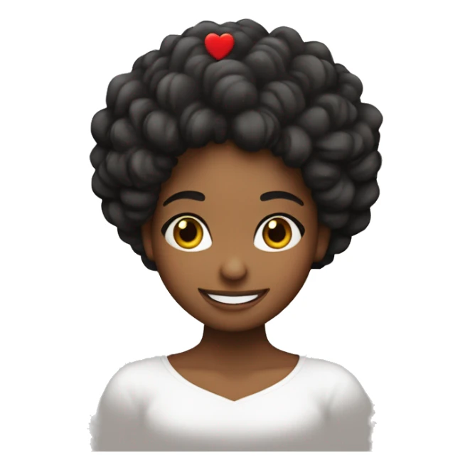 Chica pelo negro rizado con corazones y feliz sticker