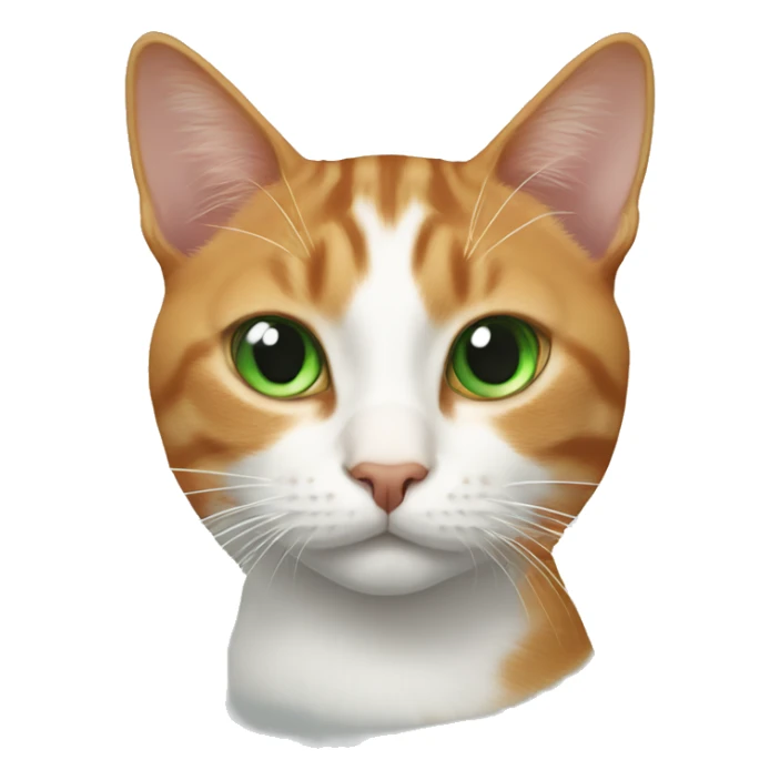 Cat with White, Ginger a D black colour with a green eyes  sticker
