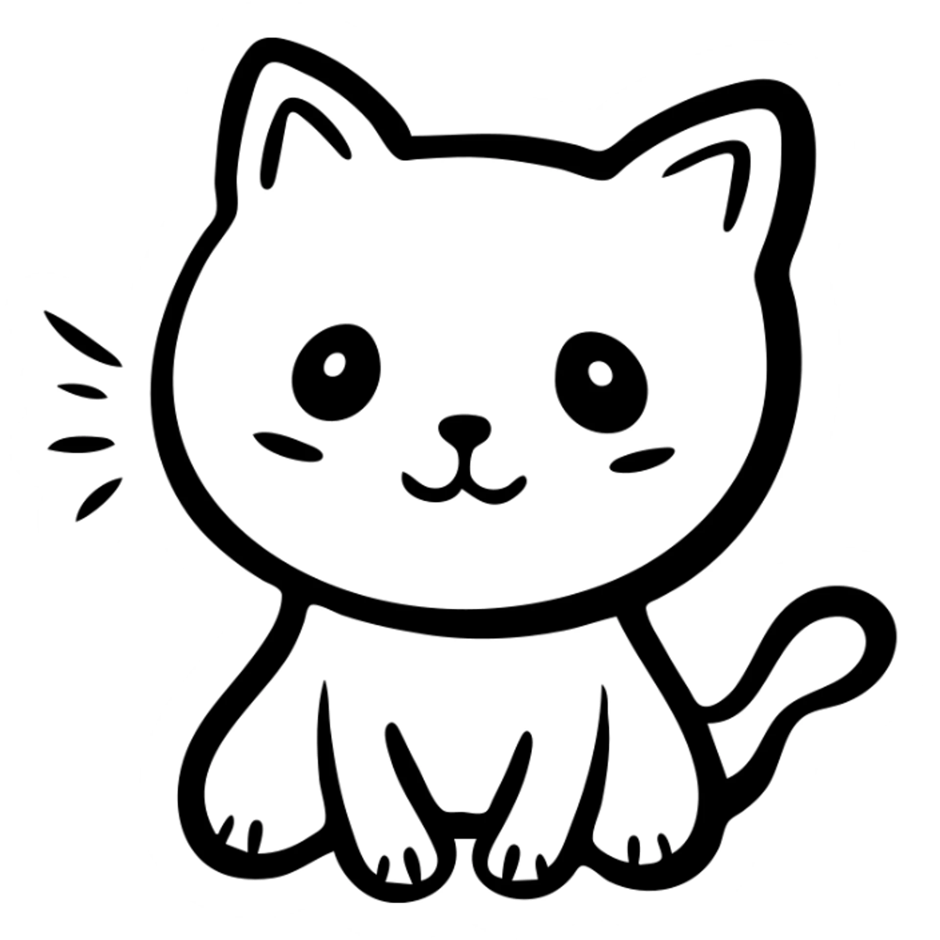 custom cat character inspired by TenSquared server logo, black and white, sad emotion, hand drawn icon style sticker