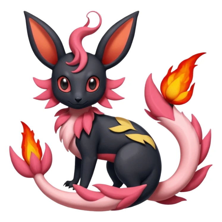 Salandit-Bayleaf-Sylveon-Umbreon-fusion-Pokémon-hybrid-creature  sticker