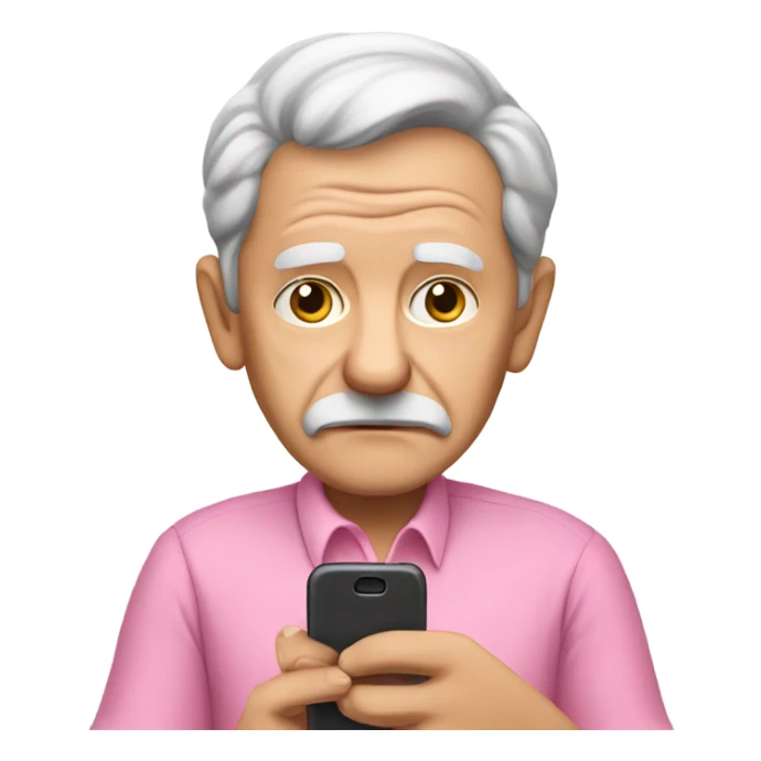 Old guy with pink shirt on his phone sticker